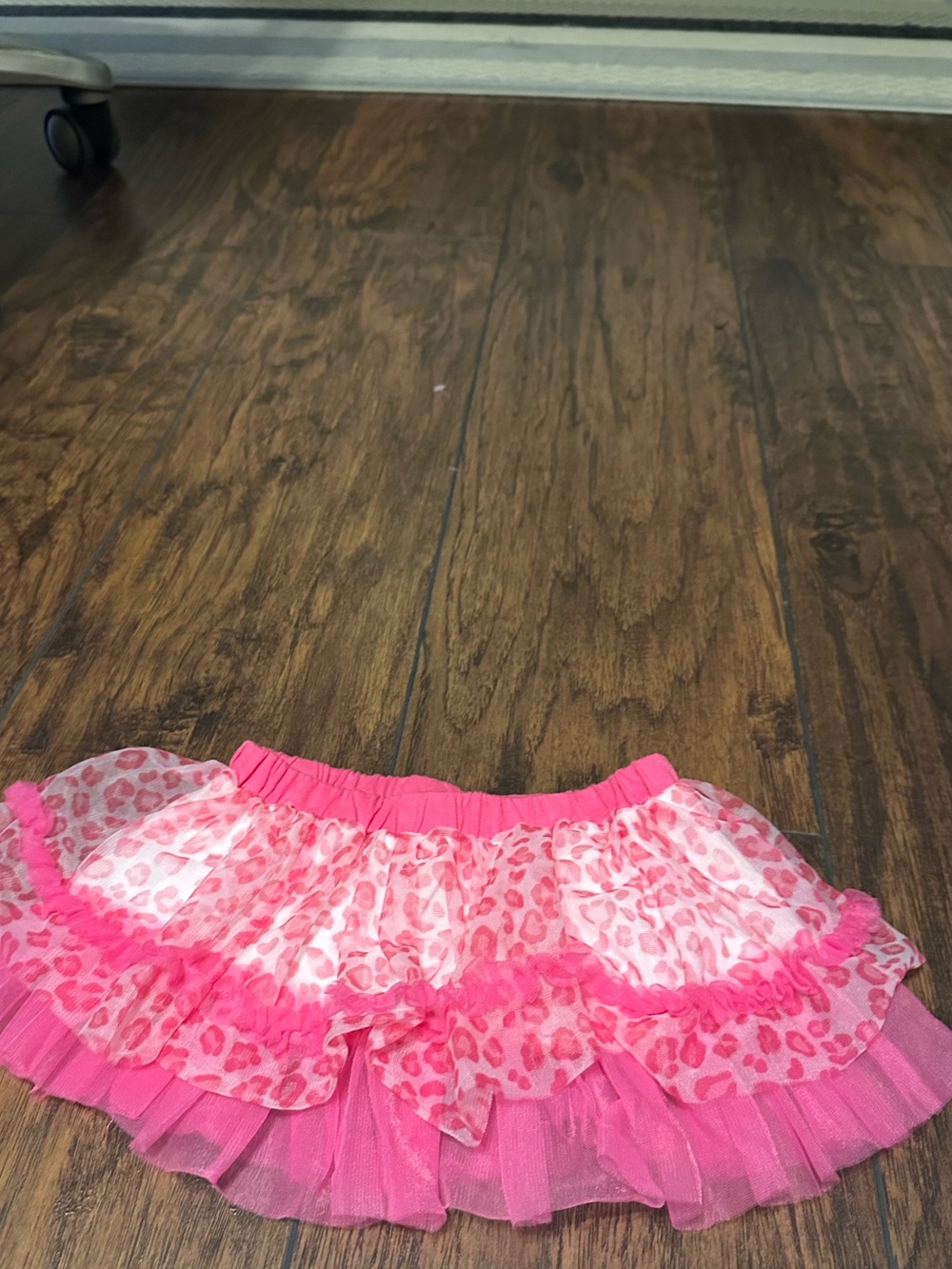 Baby Starters Pink Tiered Tulle Skirt with Leopard Accents